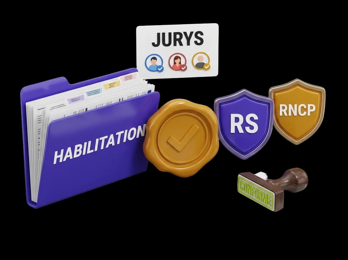 Dashboard dossier d'habilitation avec checklist, statuts et documents